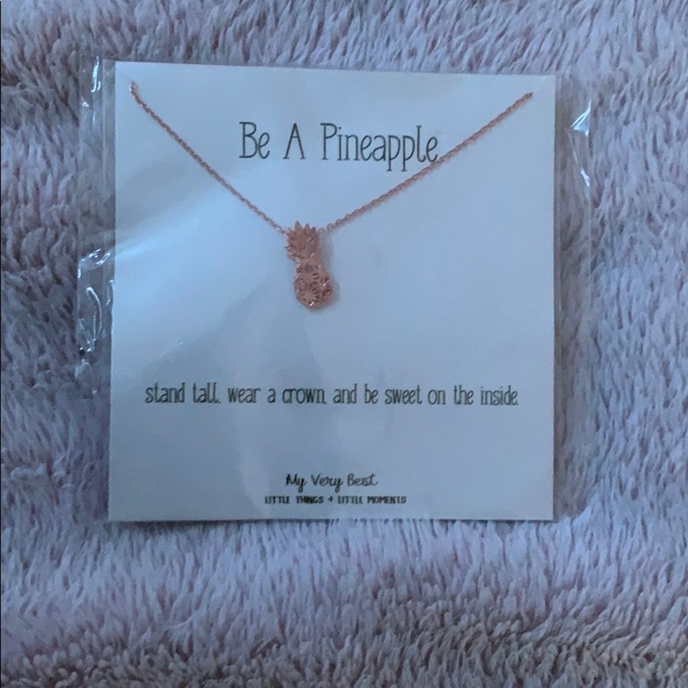 gorgeous rose gold plated brass pineapple necklace